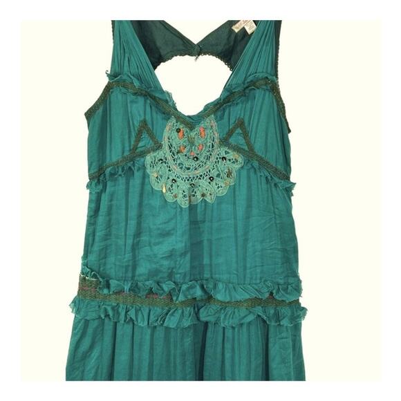 Urban Outfitters Lux Steampunk Victorian Green Ruffle Midi Dress Size 5 - Picture 5 of 16